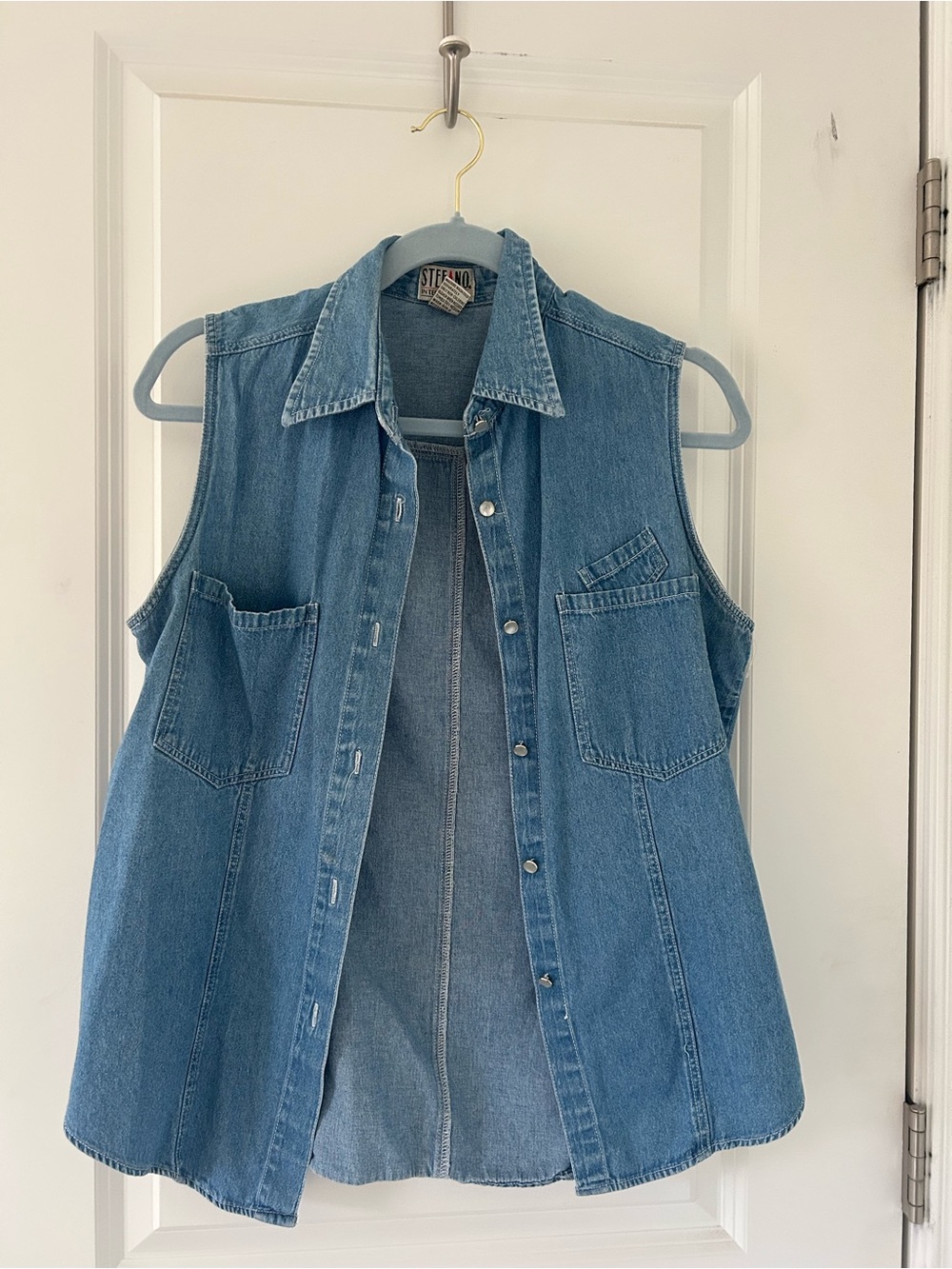 Stefano Sleeveless Denim Vest - Light Blue